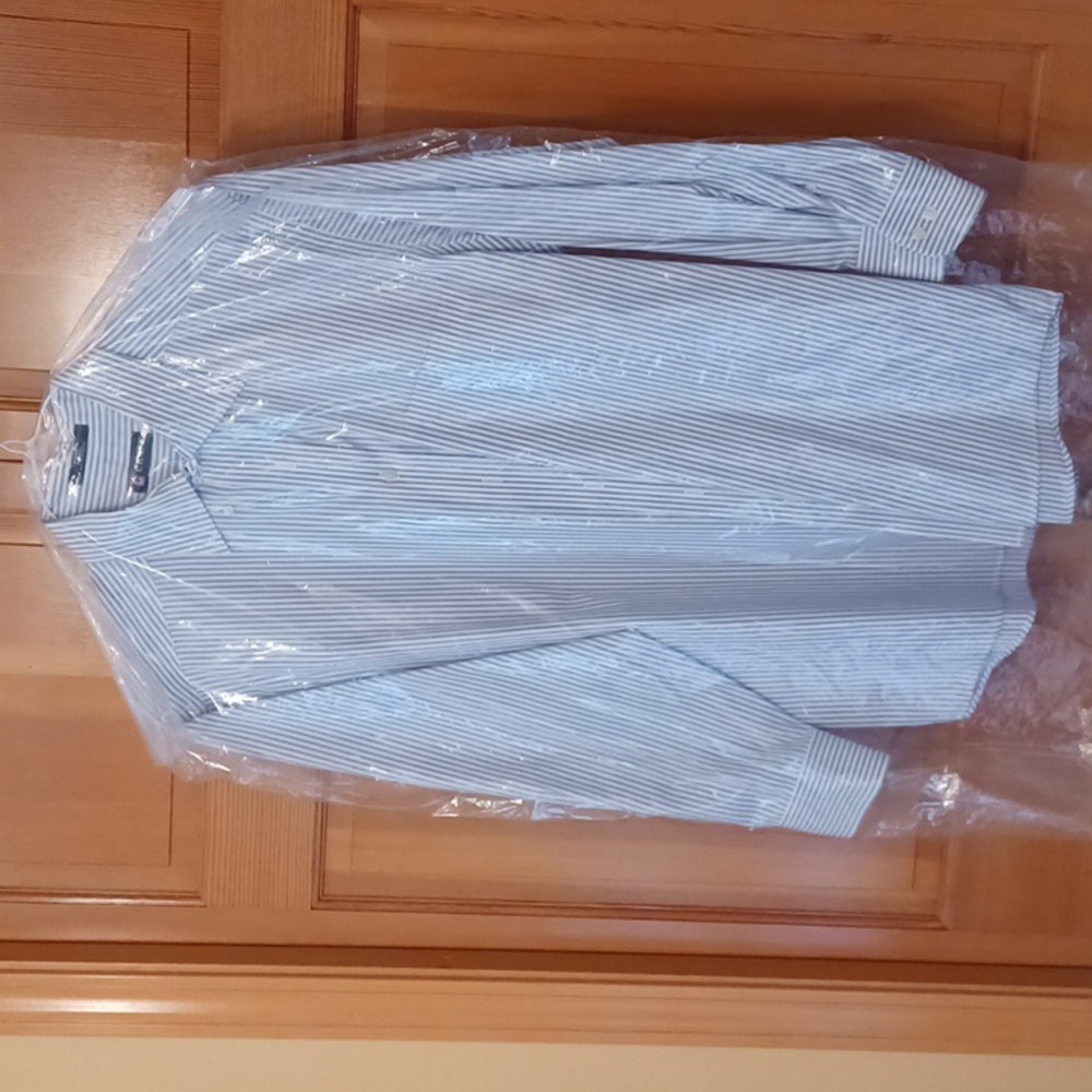 Mens long sleeve button down pinpoint stripe shirt